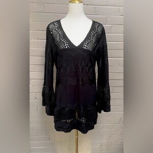 La Blanca black crochet swim dress M